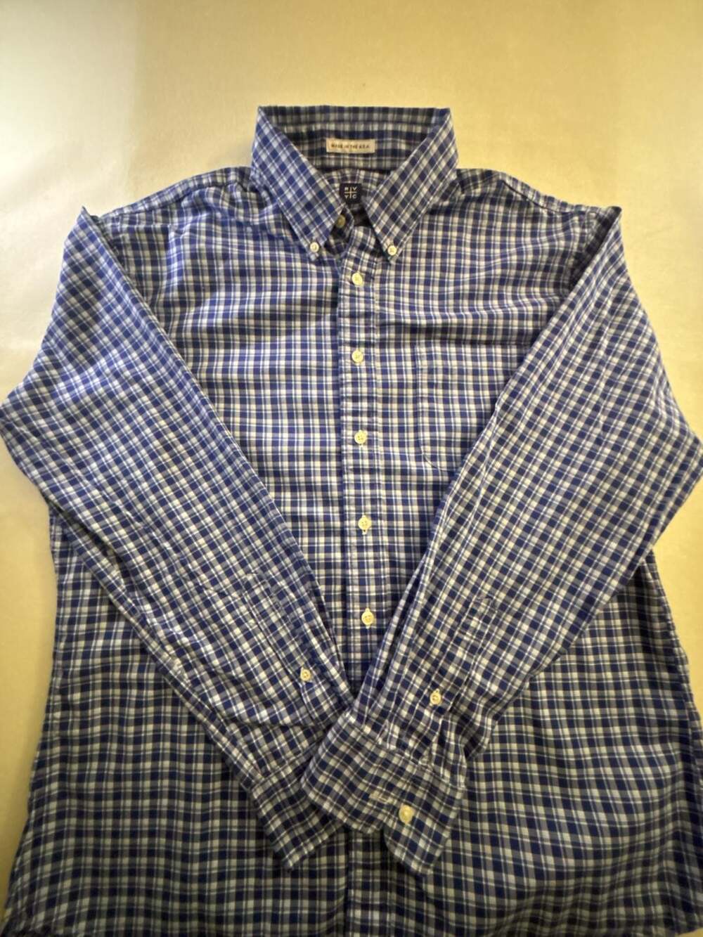 RIV YC Men's Blue Plaid Button Down Shirt Size XL